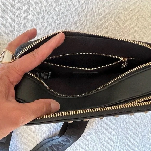 Valentino Orlandi Studded Crossbody Camera Bag, Black w/Gold-Toned Hardware. - Picture 9 of 9